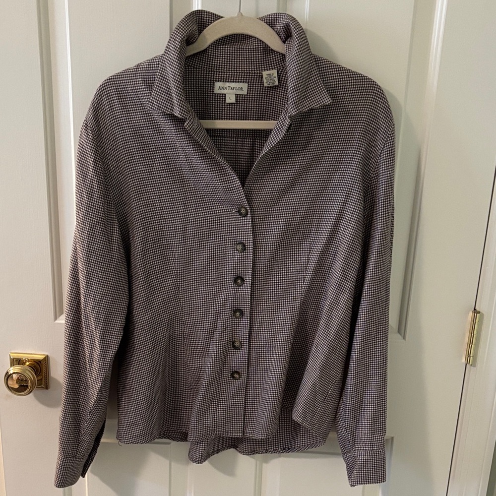 Ann Taylor Brown Houndstooth Flannel